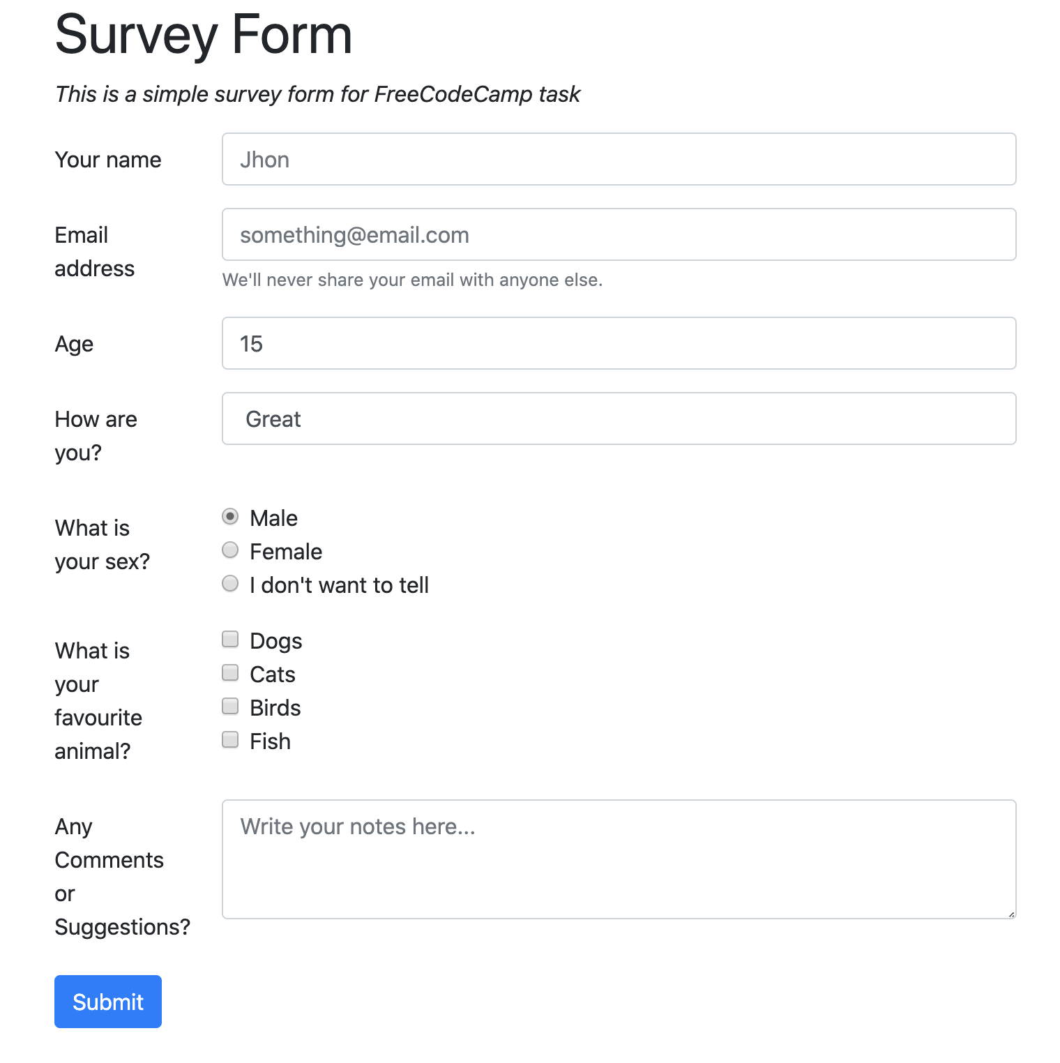 survey form