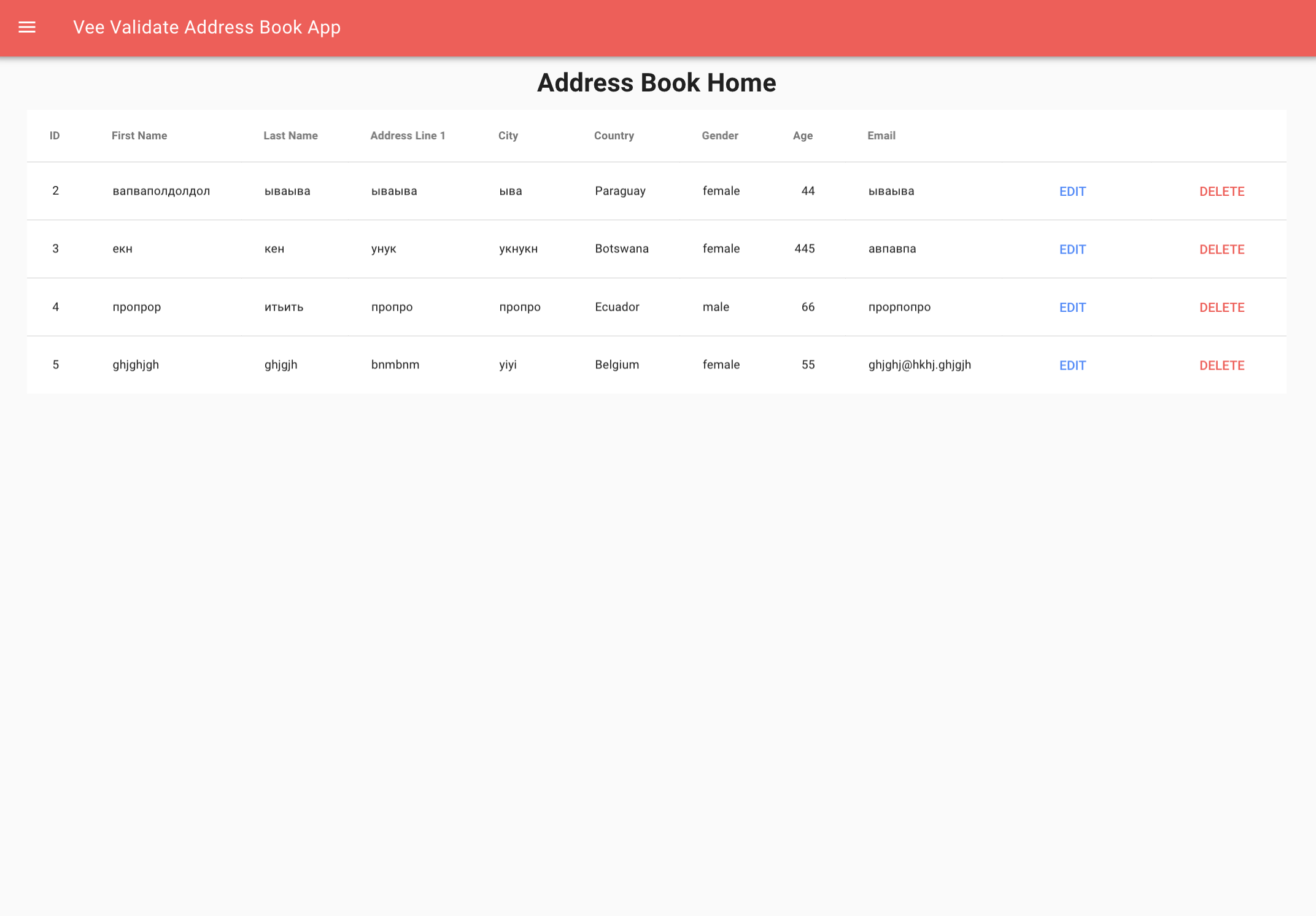 address book